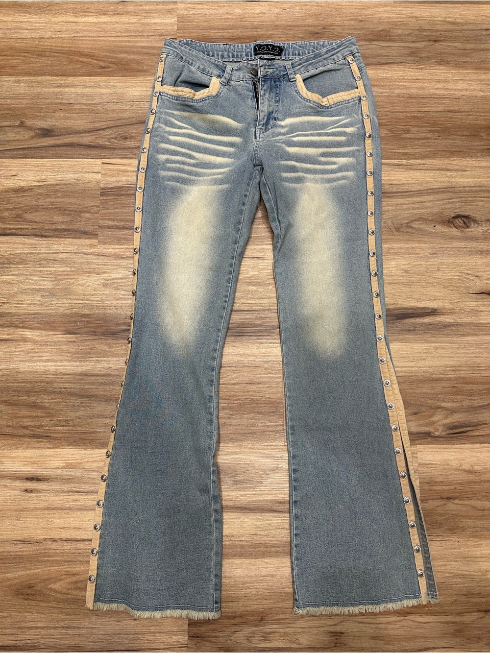 Y.O.Y.O jeans Light Wash Contrast-Trim Bootcut Jeans - Light Blue